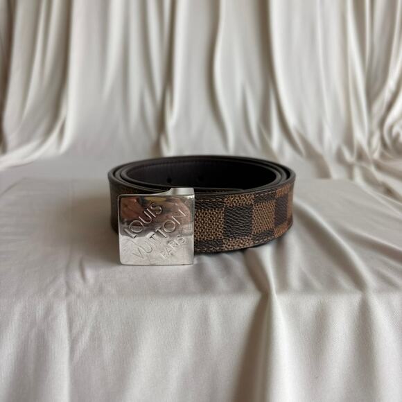 Louis Vuitton Damier Ebene Belt - Brown Checkered Canvas, Silver Buckle, Size 36 main image 9